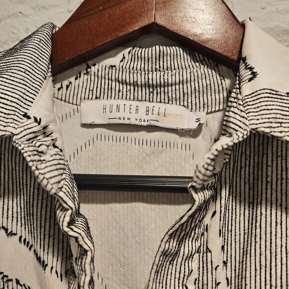 Hunter Bell Black & White Drop Waist Collared Addison Mini Dress, Size M - Picture 4 of 9